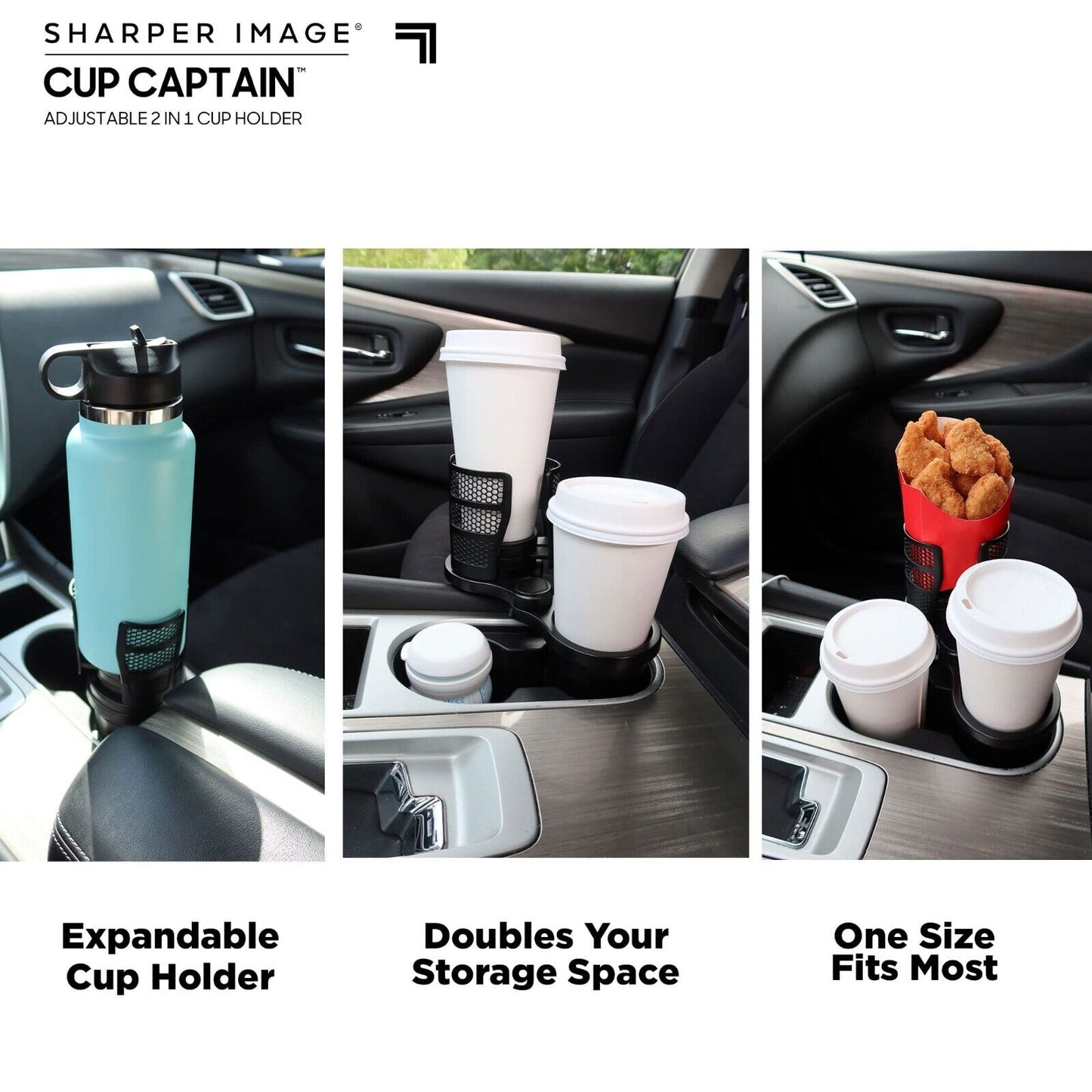 Cup Captain AS SEEN ON TV 2 in 1 Car Truck Holder Doubles Storage Space