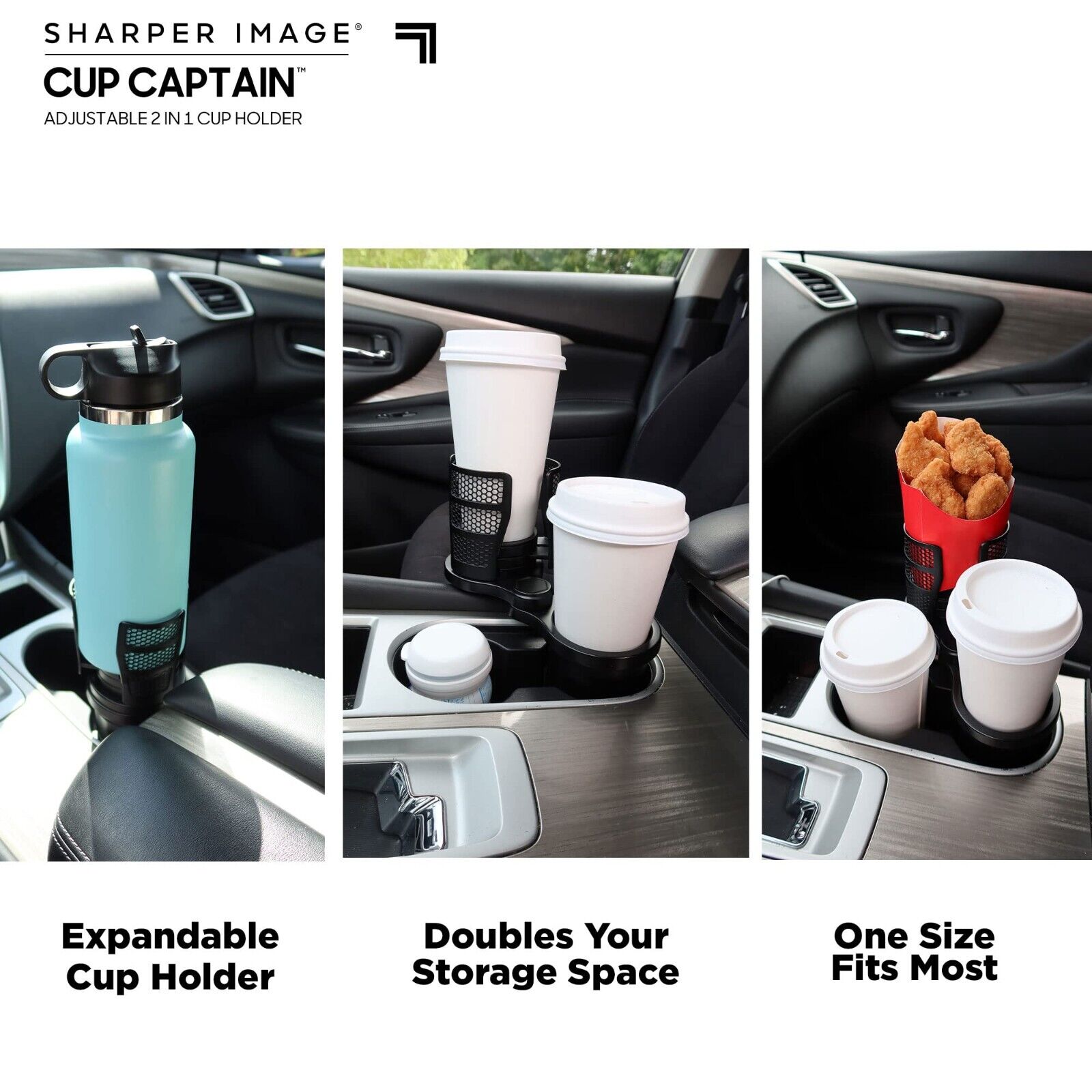 Cup Captain AS SEEN ON TV 2 in 1 Car Truck Holder Doubles Storage Space
