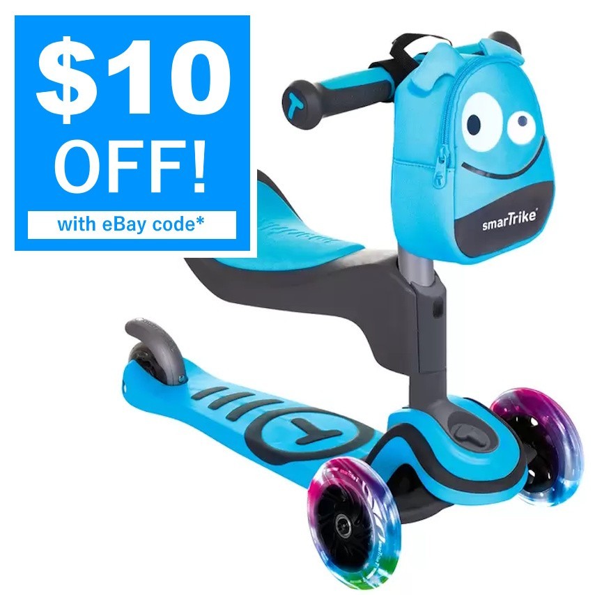 Blue SmarTrike 3-in-1 T1 Toddler Kids Scooter Light-up Wheels Seat BAG 1-5 Years