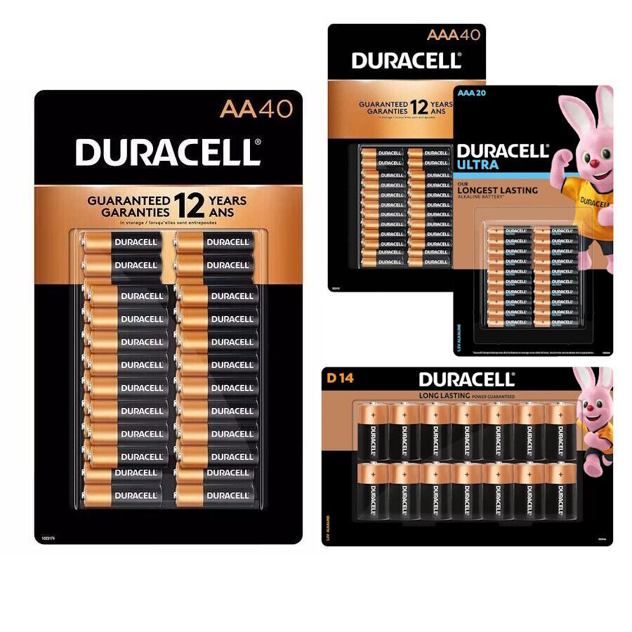 40/20 Pack Duracell CopperTop Longest Lasting Alkaline Batteries AA/AAA/C/D/9V
