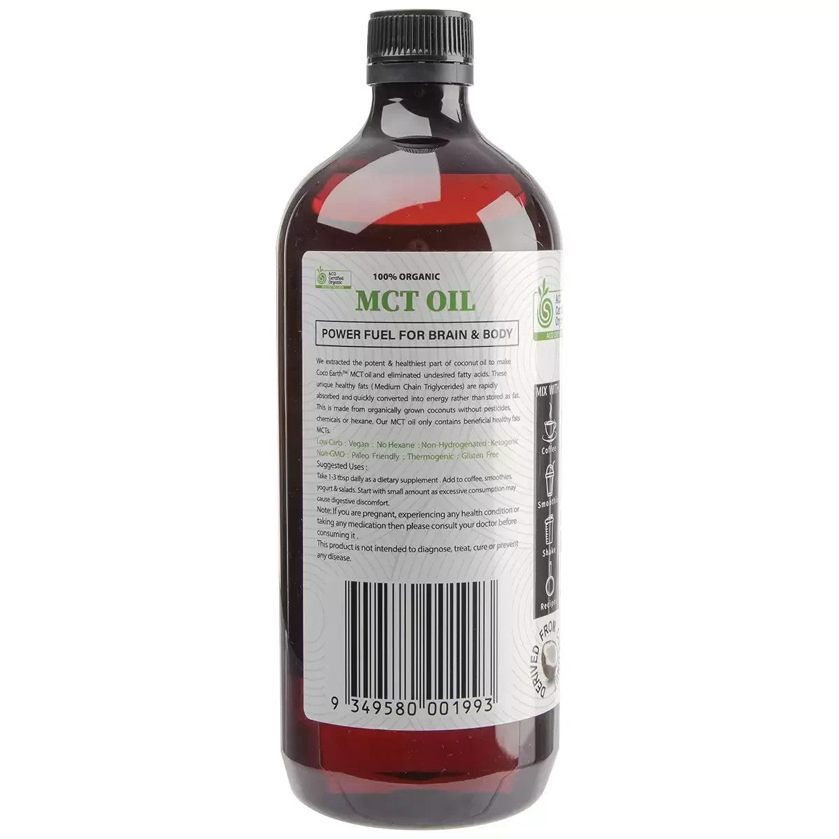 Coco Earth Organic MCT Oil 1L Free Shipping