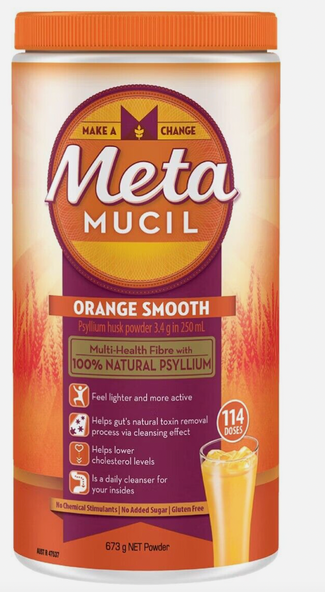 4 x 673g Metamucil Sugar Free Fiber Supplement Orange Smooth