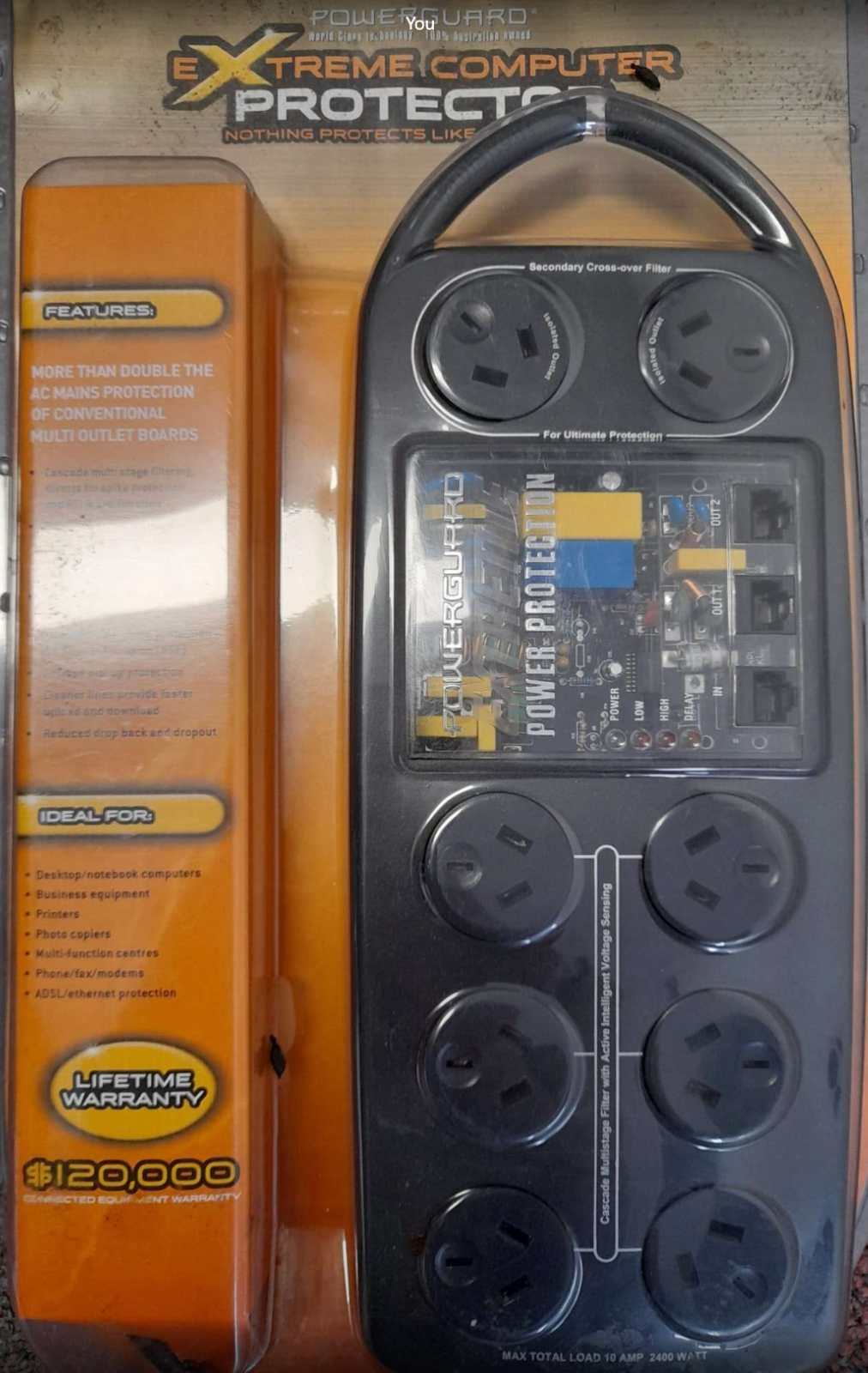 Powerguard Extreme Computer Protector 8 AC Outlets 3 Ultra 2 Line Filtering