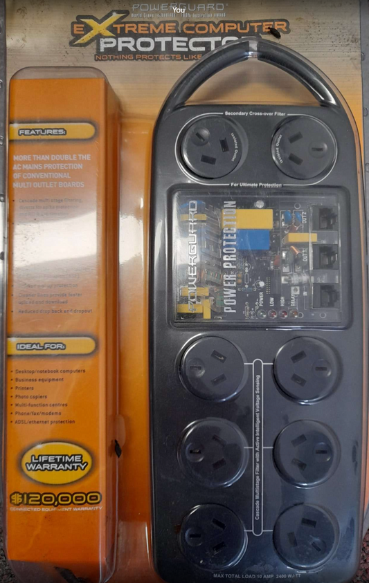 Powerguard Extreme Computer Protector 8 AC Outlets 3 Ultra 2 Line Filtering