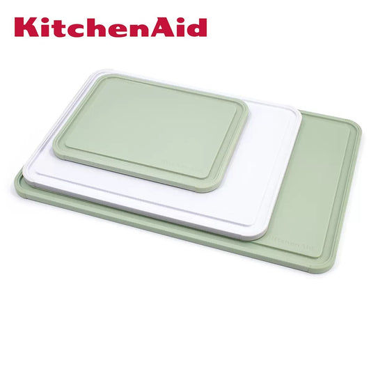 KitchenAid Non-Slip Cutting Chopping Boards 3 Piece Set Pistachio White