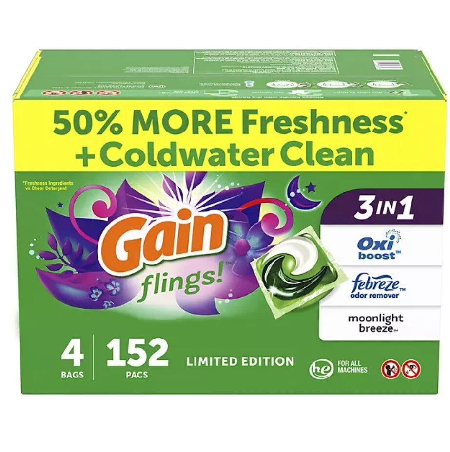Gain Flings 152 Count Original Fresh Scent Laundry Pods Made In USA