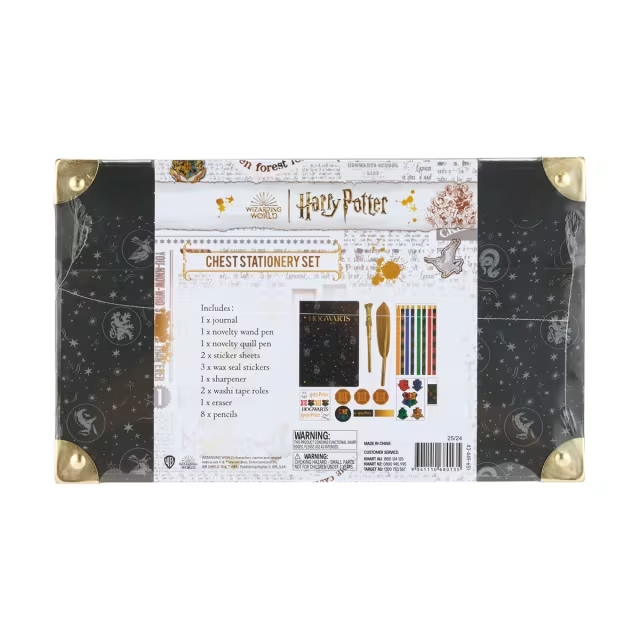Licensed Harry Potter Hogwarts Chest Stationary Chest Novelty Quill Wand Pen