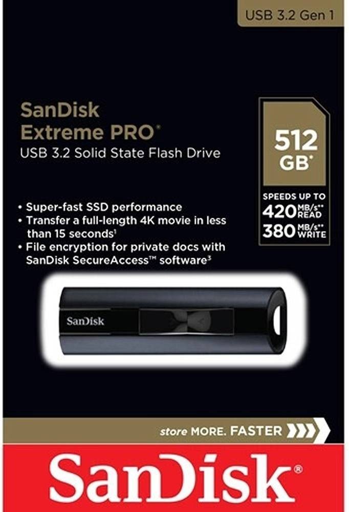 Sandisk Extreme Pro 512GB USB3.2 SSD USB Flash Drive Read 420MB/s CZ880