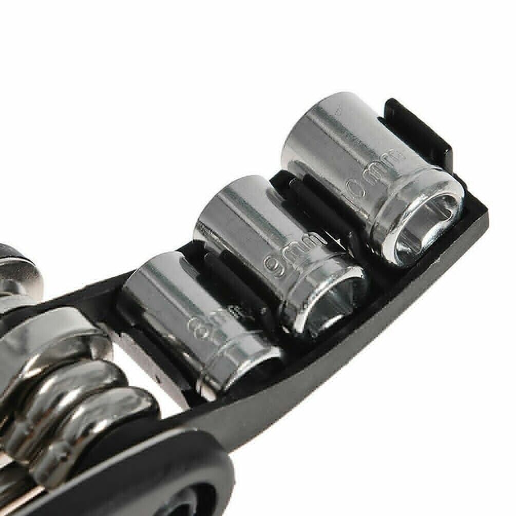 Mini 16In1 Cycling Bike Tool Tyre Repair Kit Bicycle Pump Wrench Set Tool w/ Bag