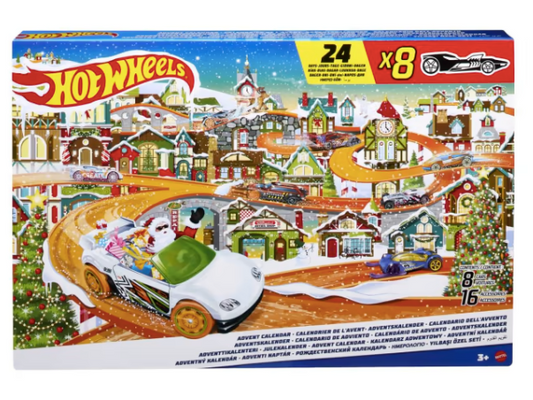 Hot Wheels Advent Calendar - 8 hot wheels cars 16 winter themed accessories