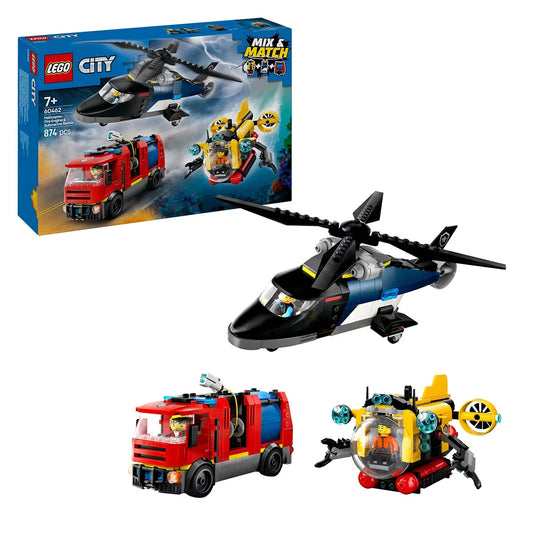 LEGO City 60462 - Helicopter, Fire Truck & Submarine Remix