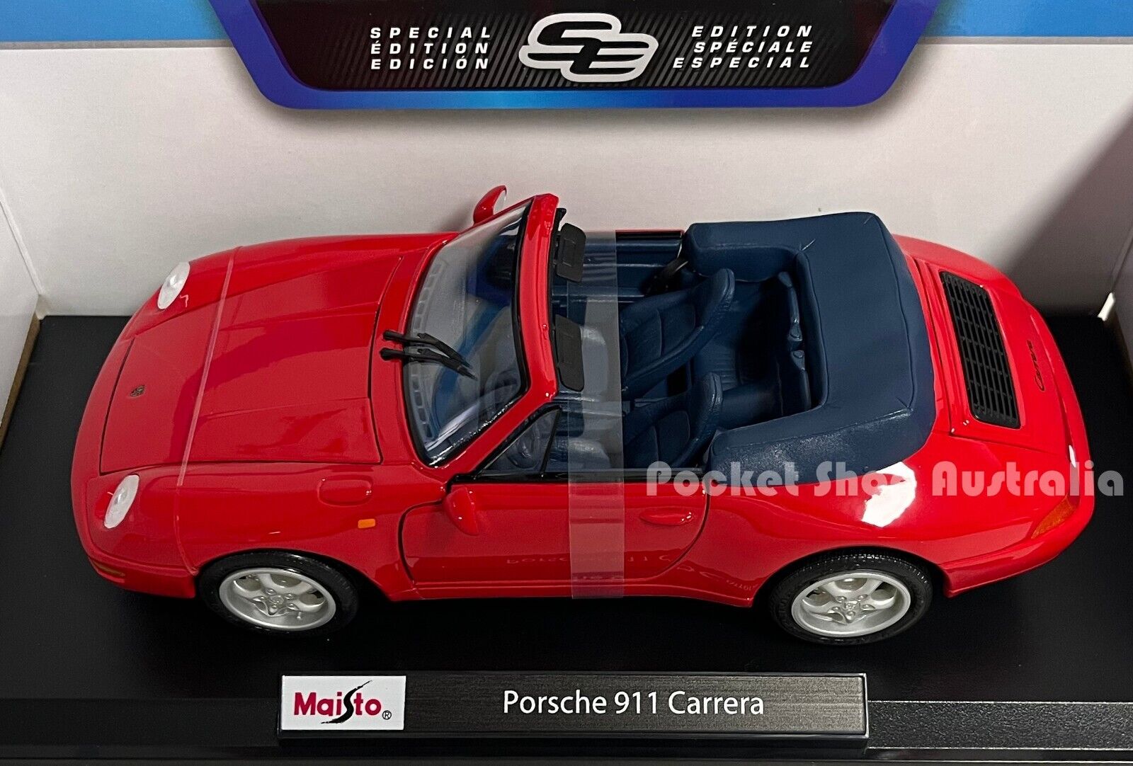 Maisto Red 1994 Porsche 911 Carrera Cabriolet Kids Diecast Model Toy Car 1:18