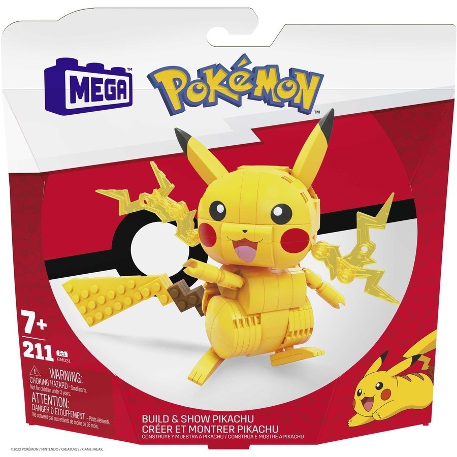 MEGA Pokémon Pikachu Building Set With 211 Pieces Poseable Limbs New Pokemon