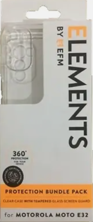 EFM Elements Motorola Moto E32 Clear Case & Screen Guard Protection Bundle Pack