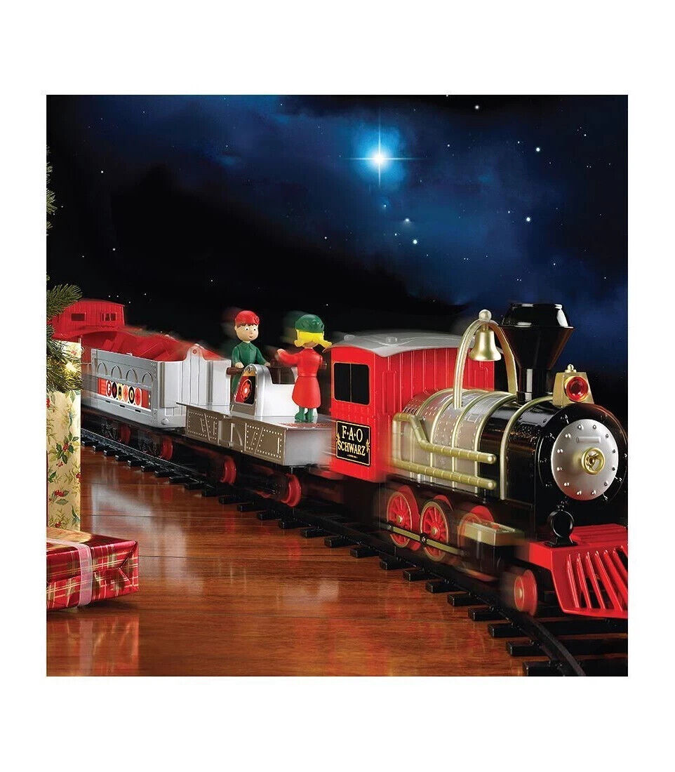 Fao Schwarz Motorized Train Set Rail Track with Real Lights  Sounds 34-Piece