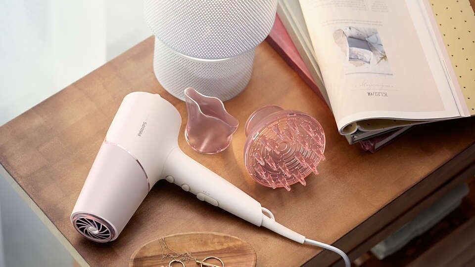 PHILIPS 5000 Hair Dryer BHD530/00 ThermoShield Sensor Fast Drying Pearl Peach