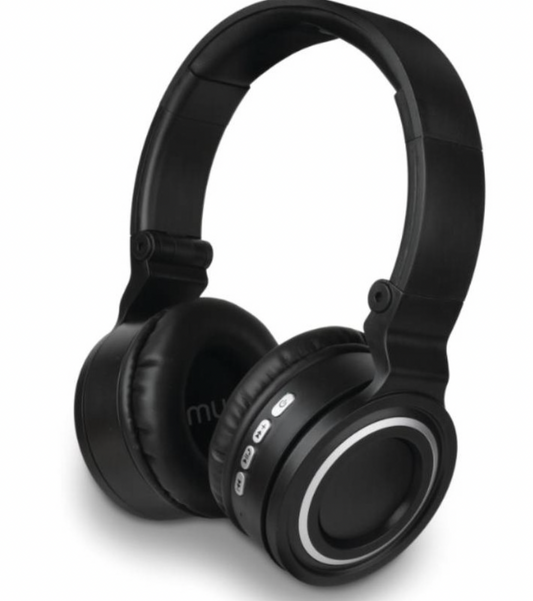 Muze by Vivitar Onyx Bluetooth Wireless Stereo Headphones with Microphone Mic