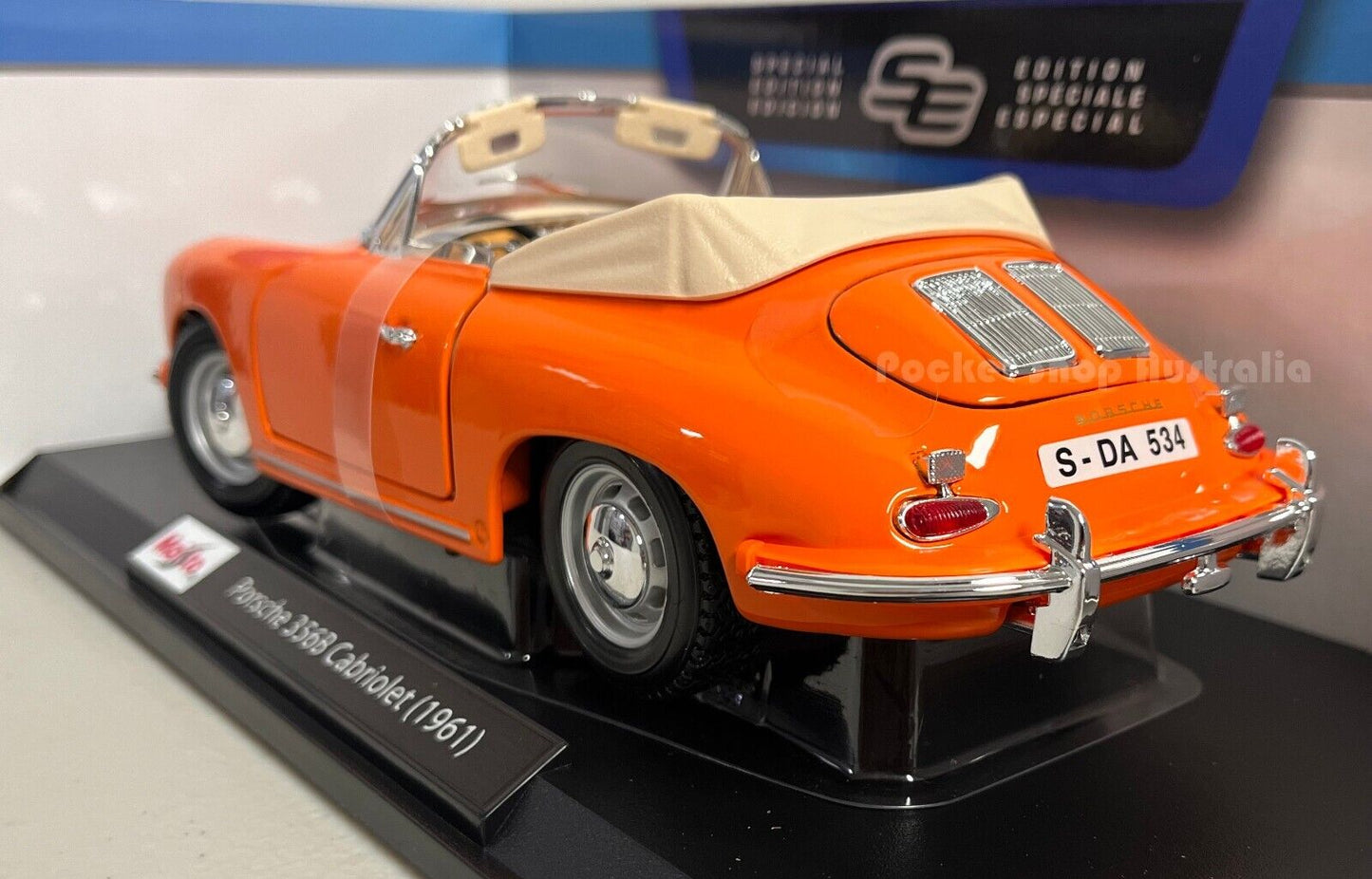 Maisto 1961 Porsche 356B Cabriolet Orange Special Edition Diecast 1/18 Model