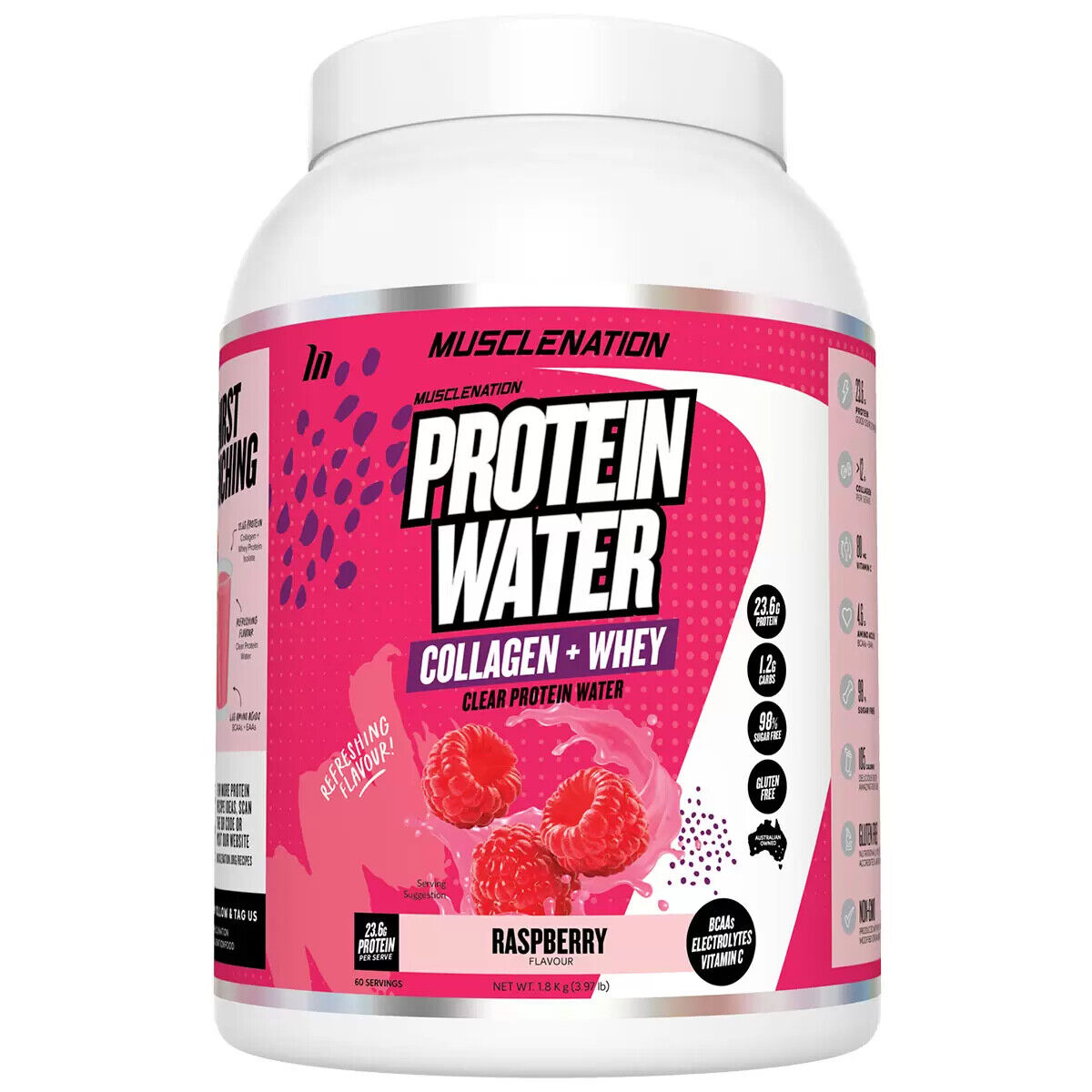 Muscle Nation Protein Water 1.8kg Mango Passionfruit Raspberry