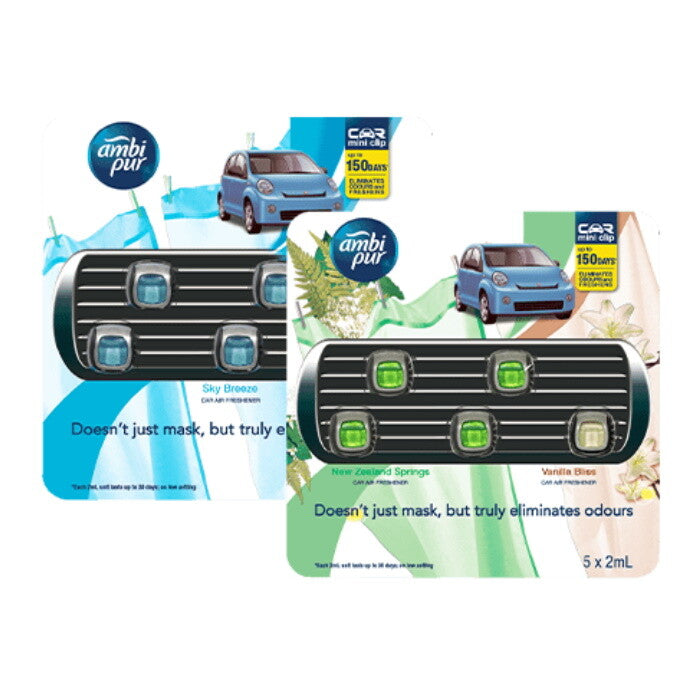 Ambi Pur Car Air Freshener Eliminates Odours Freshens vent attach 1x/2x/5x 2ml