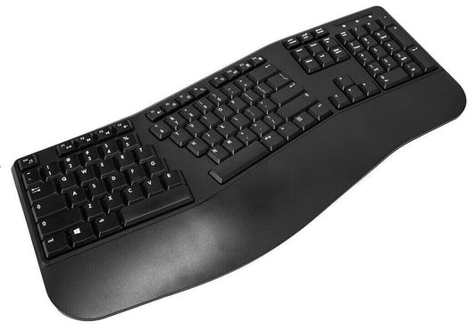 Wireless Ergonomic Multimedia Keyboard 2.4GHz Black for  Windows PC
