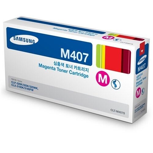 Samsung Genuine CLT-M407 MAGENTA Toner (SU266A) For CLP320N CLP325 1K Pages