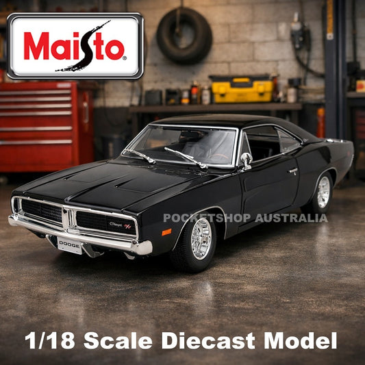 Maisto 1969 Dodge Charger R/T Black 1:18 Diecast Model Car Toy Fast & Furious