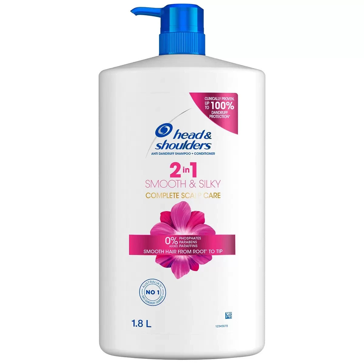 Head & Shoulders Smooth & Silky 2 In 1 Shampoo & Conditioner 1.8L For Dandruff