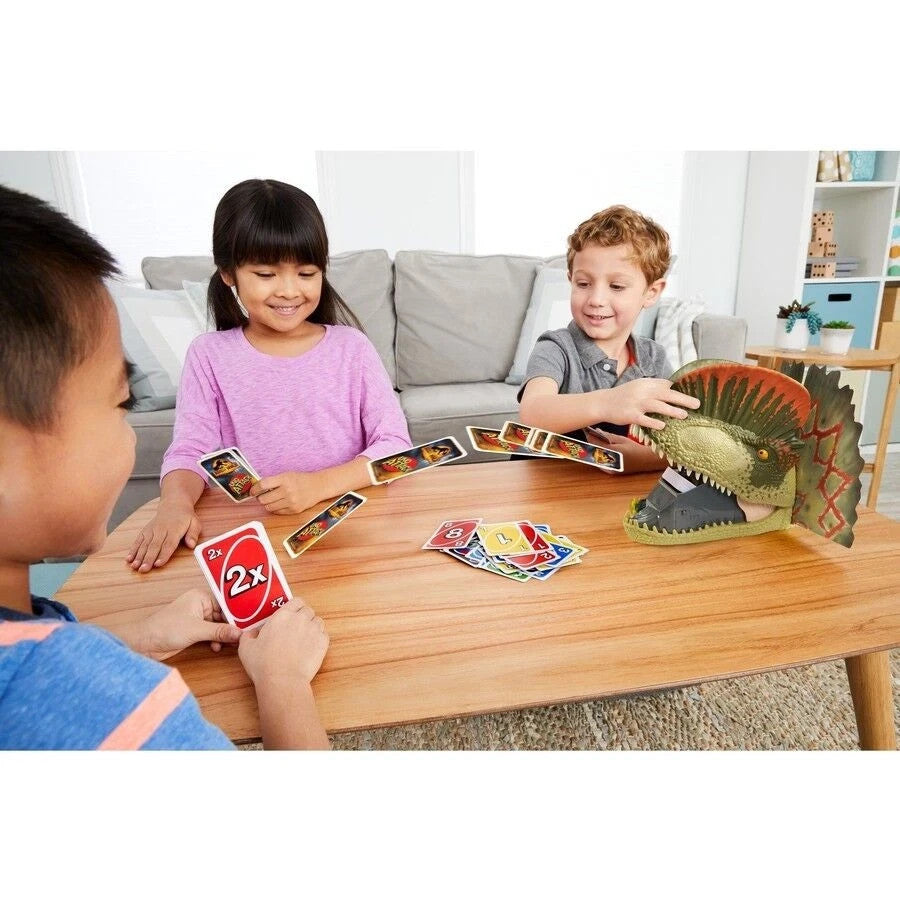 Mattel UNO Attack Jurassic World Dominion Card Game with Dinosaur Card Launcher