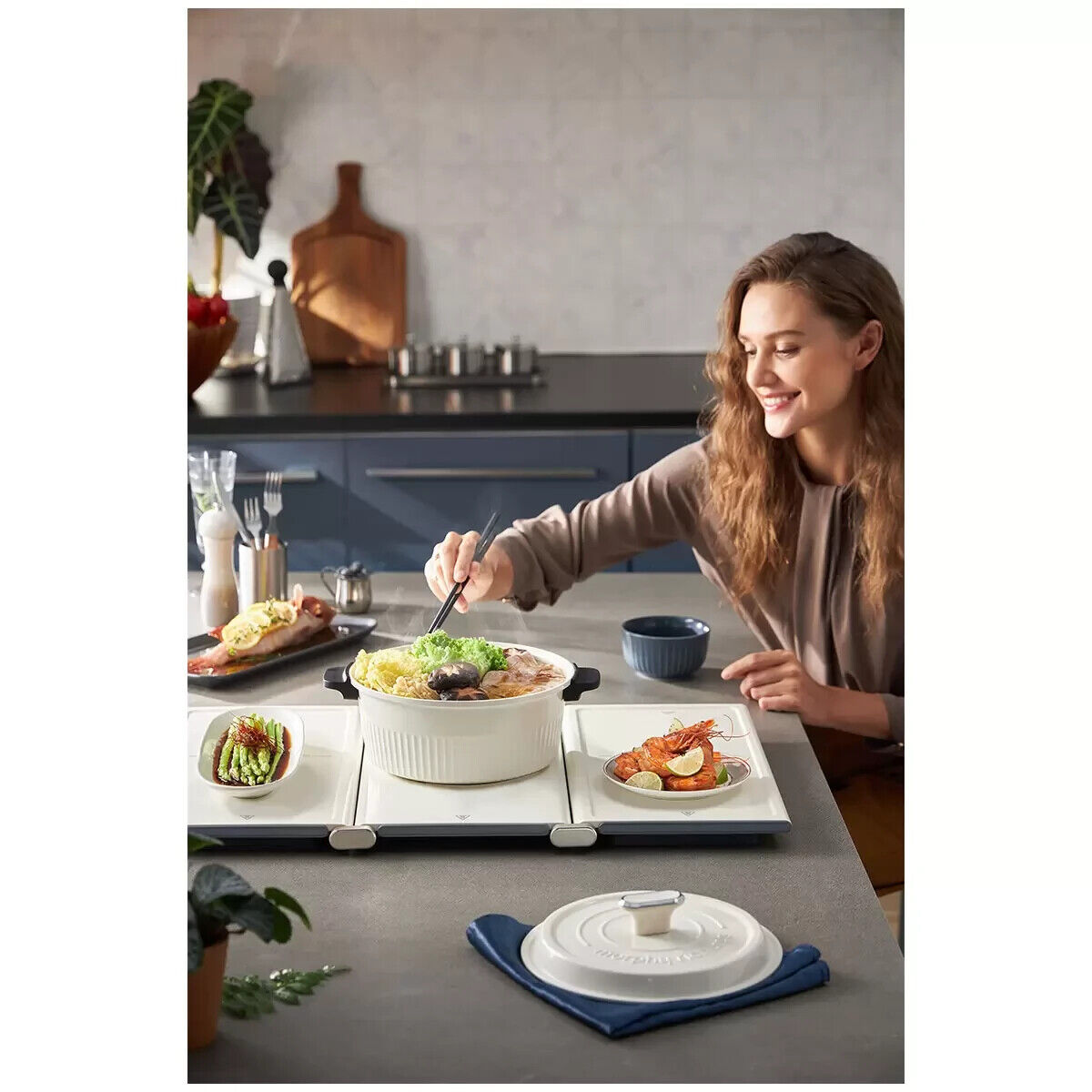 Morphy Richards 2-in-1 Electric Foldable Cooktop And Food Warmer with Hot Plate