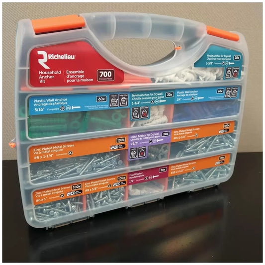 Richelieu 700 Piece Household Anchor & Hardware Kit w/ Storage Case, Compartment