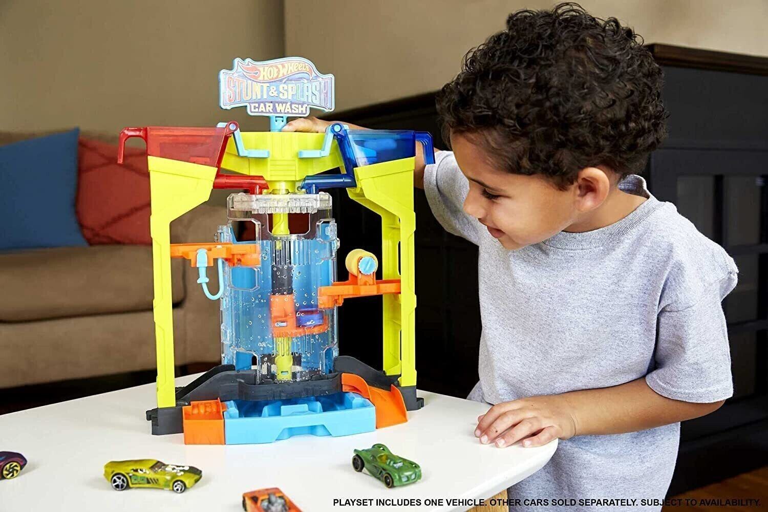 Hot Wheels Stunt And Splash Car Wash Track Race Family Kids Toy Playset Cars