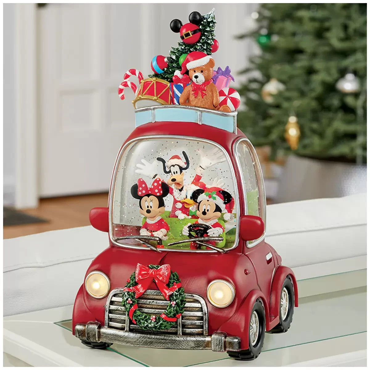 Disney Mickey 35cm LED Water Spinning Car Christmas Decoration  Timer & Adapter