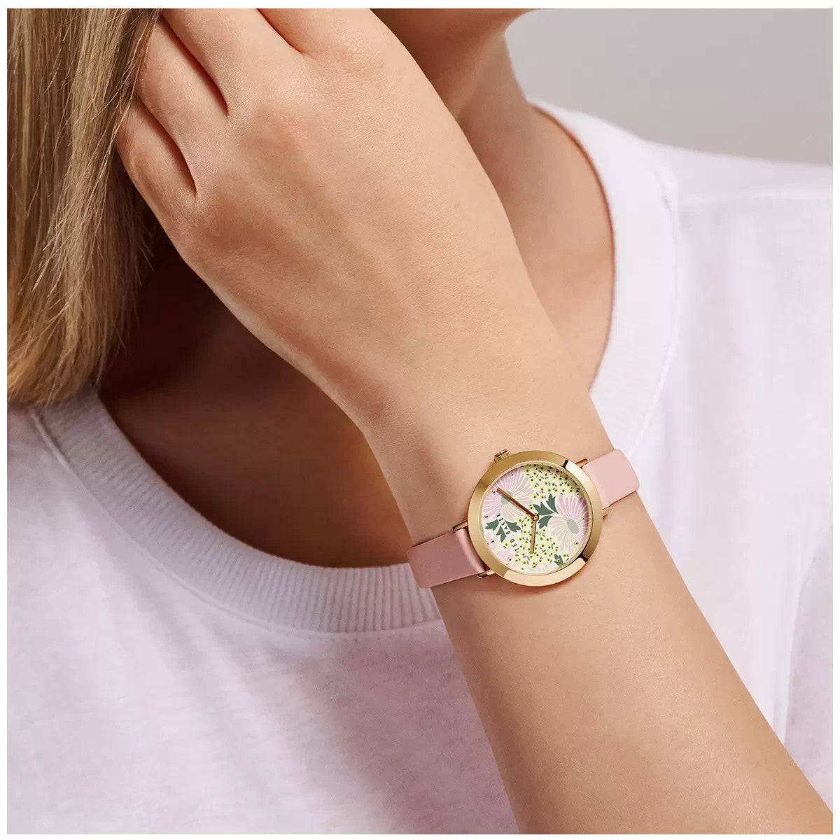 Ted Baker London Ammy Floral Pink Genuine Leather Women's Watch BKPAMS304