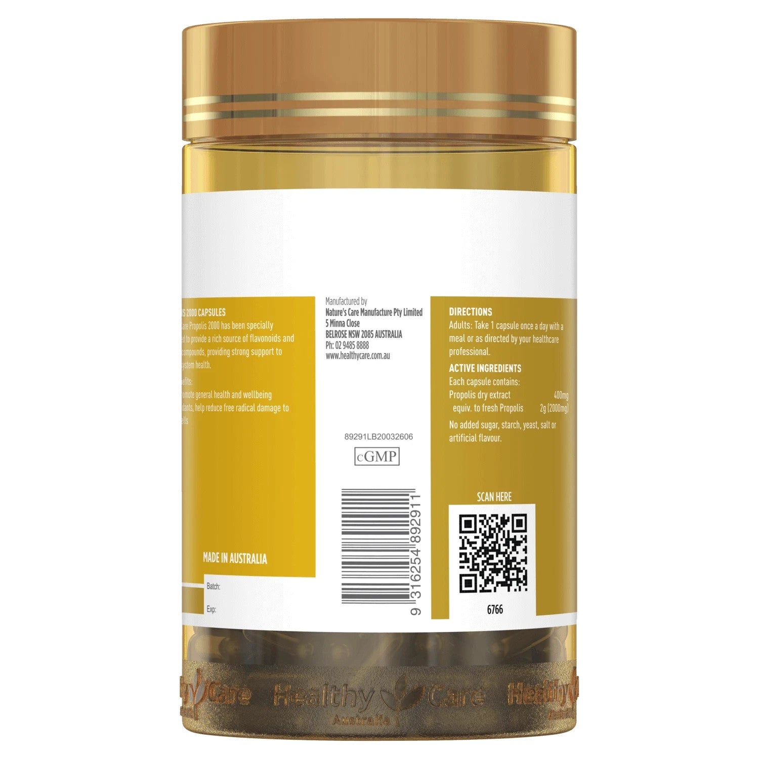 Healthy Care Propolis 2000mg 200 Capsules HealthyCare