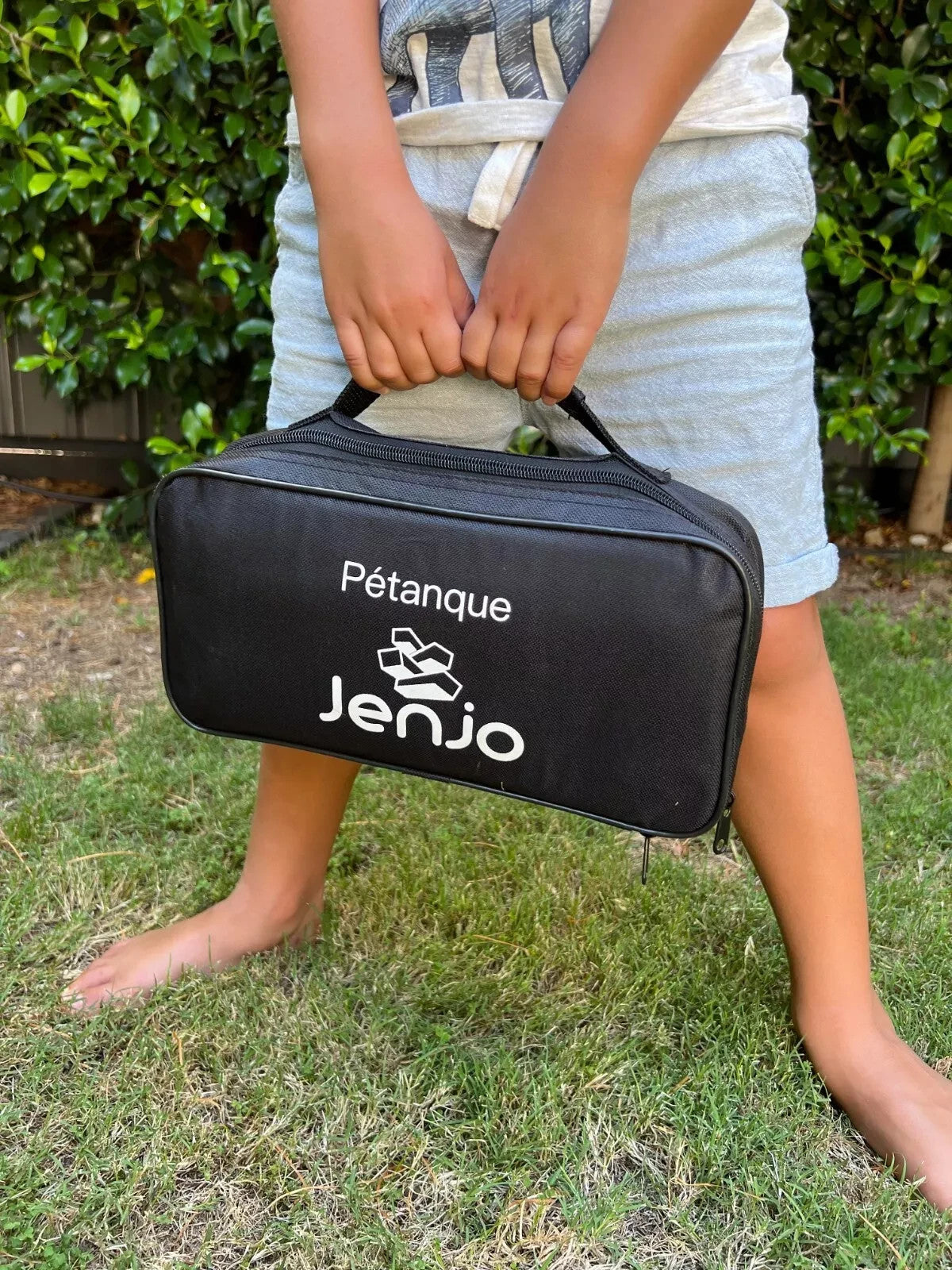 Silver metal Pétanque bocce balls set with a set of rules (Jenjo Games)