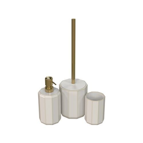 Bathroom Accessories 4pcs Set Soap Dispenser Tumbler Toilet Brush & Holder Gold