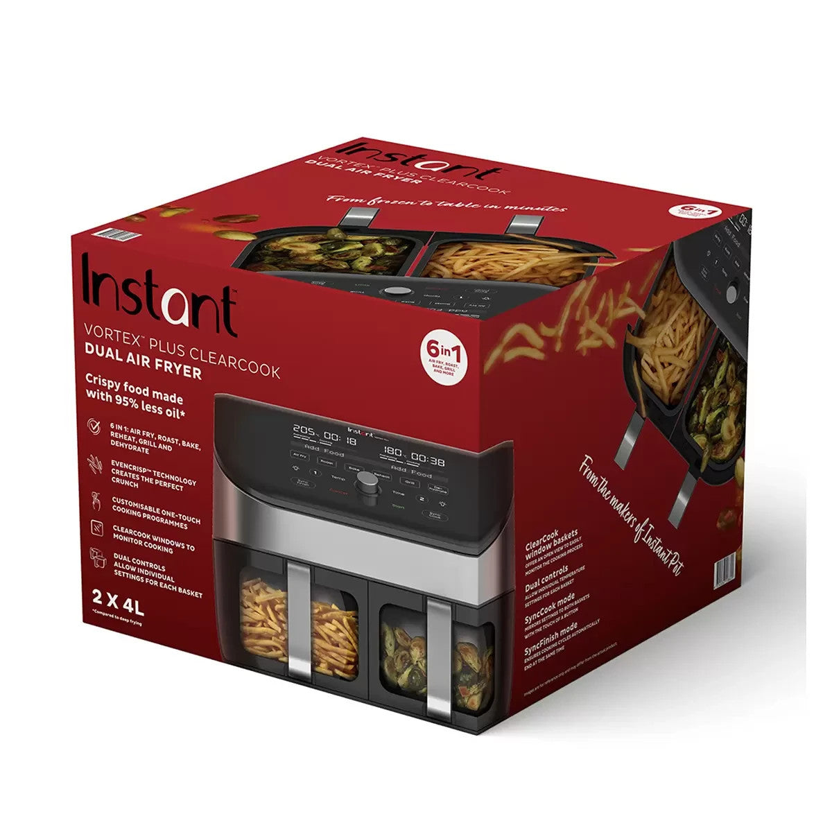 Instant Pot Vortex Plus Clear Cook Dual Basket Airfryer 8L