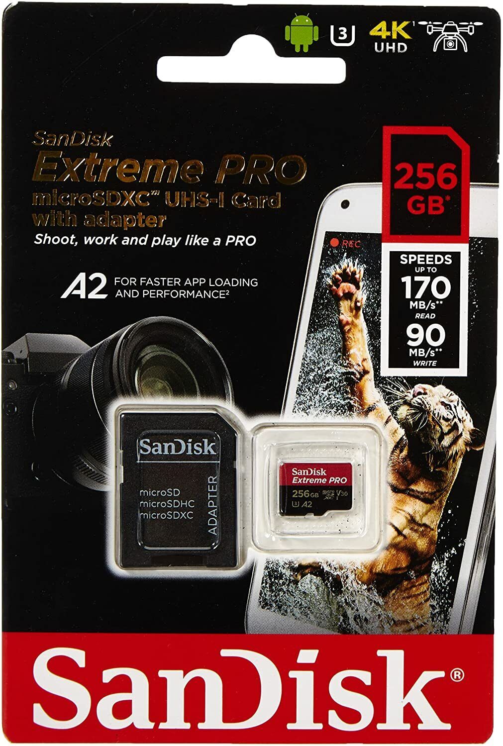 SanDisk Extreme Pro Micro SD 32GB 64GB 128GB 256GB SD Card 4K UHD A1 A2 U3 V30