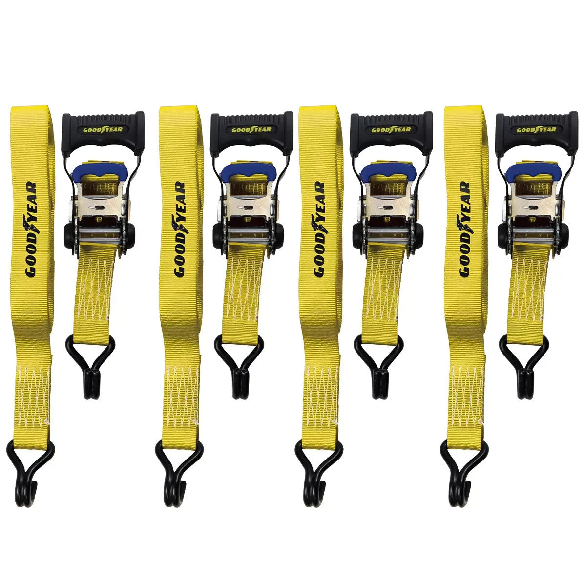 Goodyear Ratchet Tie Down Set 4 Pack - Top Build Quality 756kg Hold Capacity