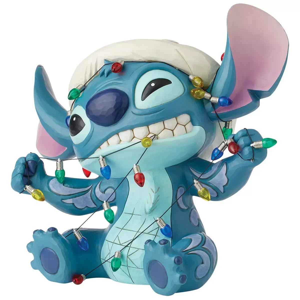 Disney Traditions Stitch Statue by Jim Shore Wrapped In Holiday Faux Lights