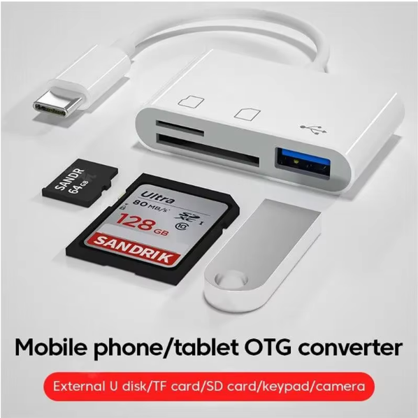 3In1 USB Type-c MicroSD SD Card Reader Hub Adapter for Samsung Android Phone PC