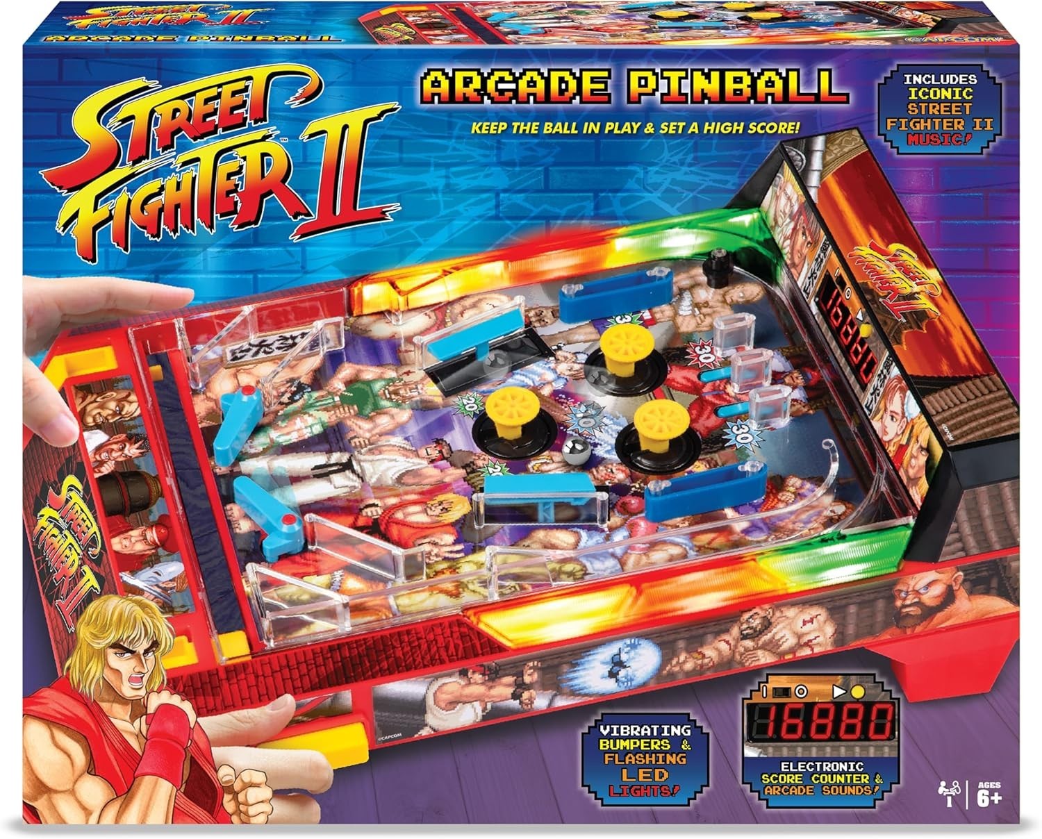 Electronic Arcade Pinball Game Capcom Street Figher 2 Edn Ages 6+ Years