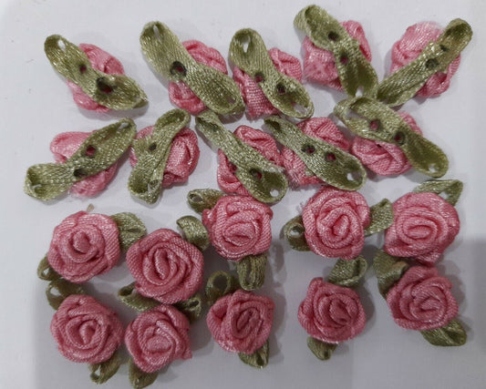 10 Pcs Handmade Ribbon Rosettes Fabric Flowers For Wedding,Clothes Embellishment