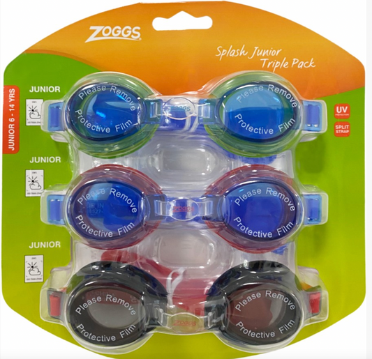 [3 PACK] Zoggs 3 Junior Age 6-14Yrs Kids Swimming Goggles | UV Protection, Child