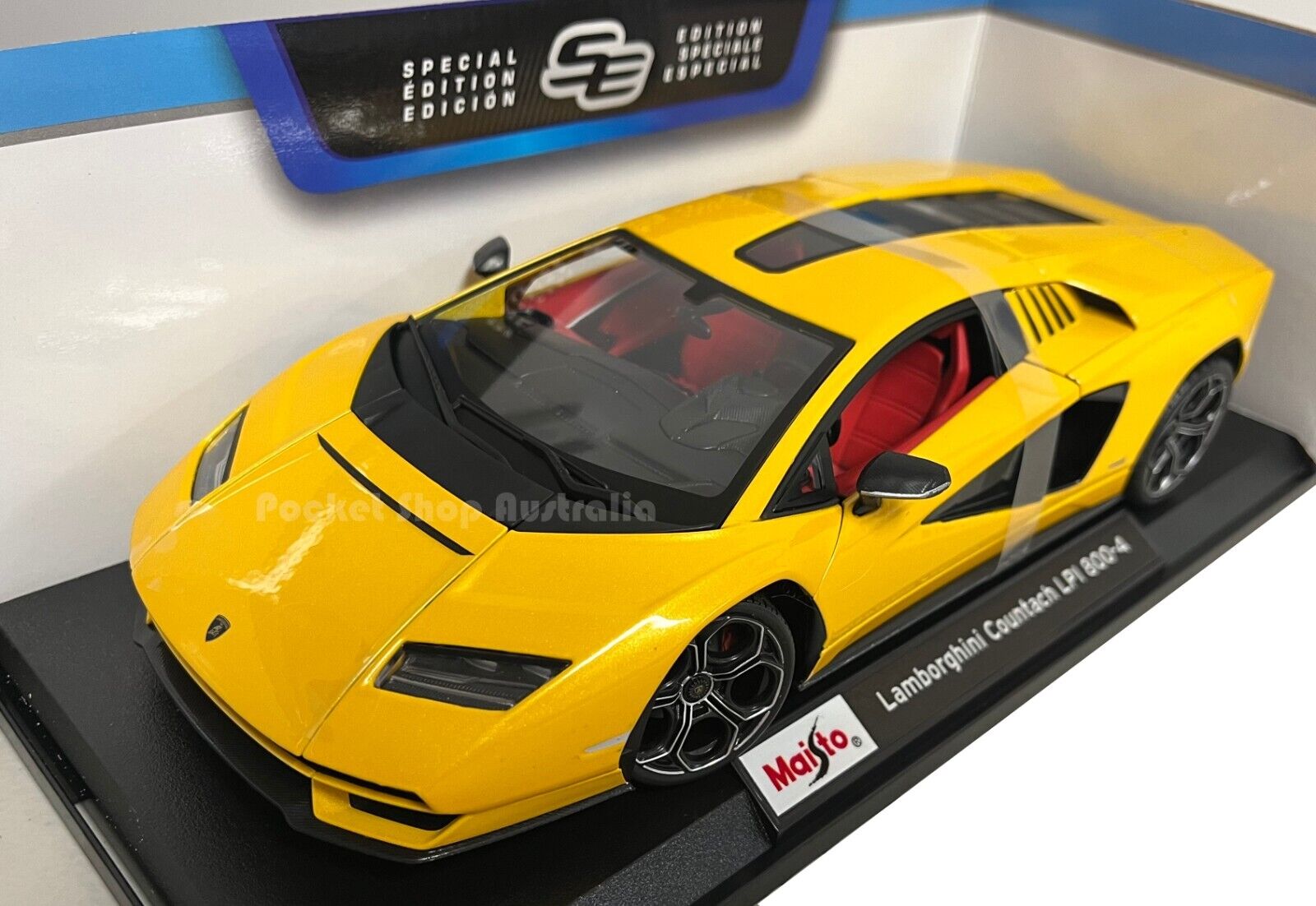 Maisto 1/18 2021 Lamborghini Countach LPI 800-4 Yellow 1:18 Diecast Car Toy