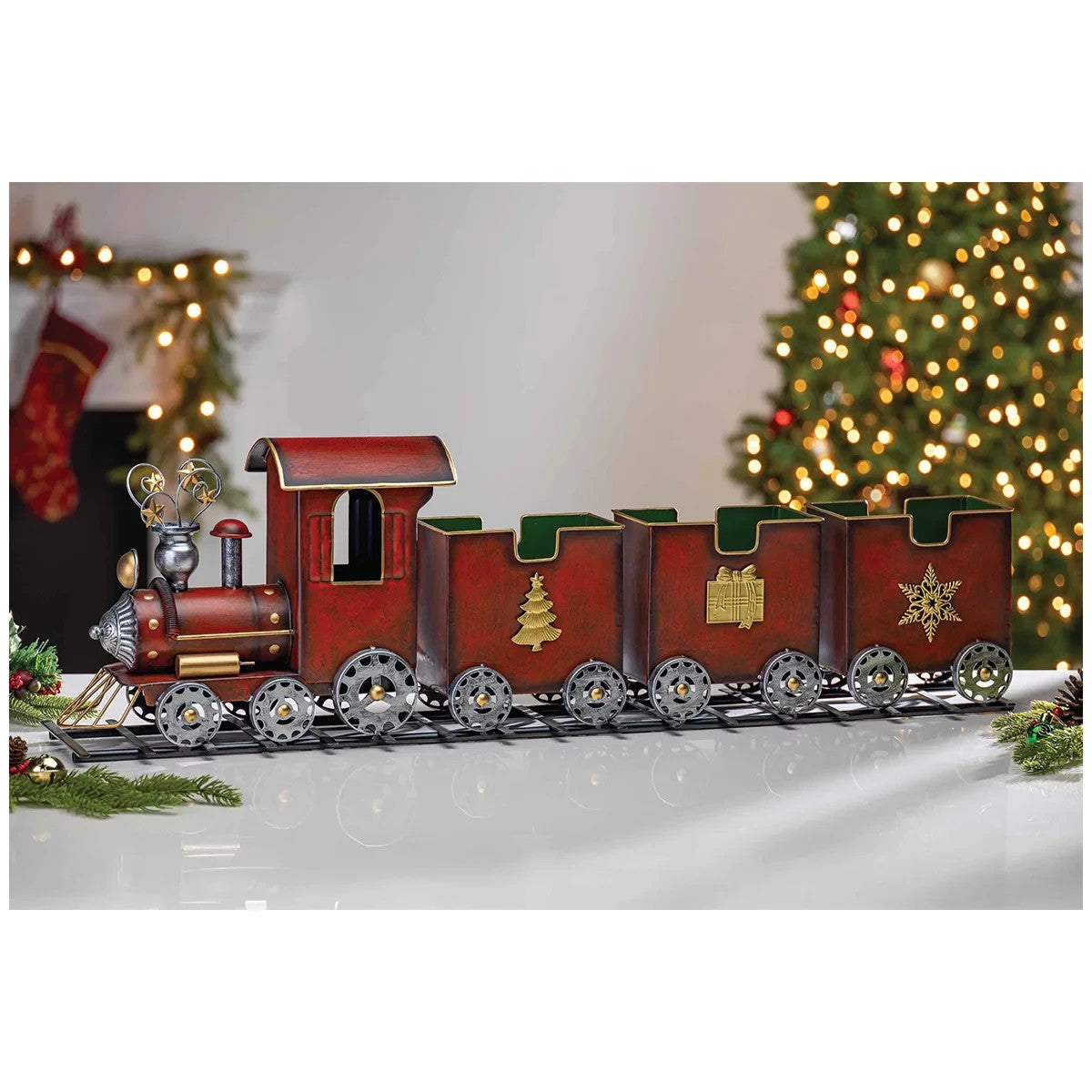 80cm Red Metal Christmas Train Decoration Polar Express