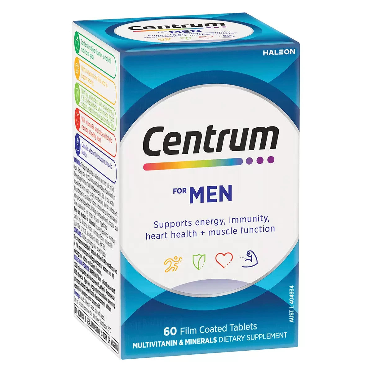 120 Tablets (2 x 60) Centrum Men Multivitamin Vitamin A,B, C, D, E Zinc Immunity