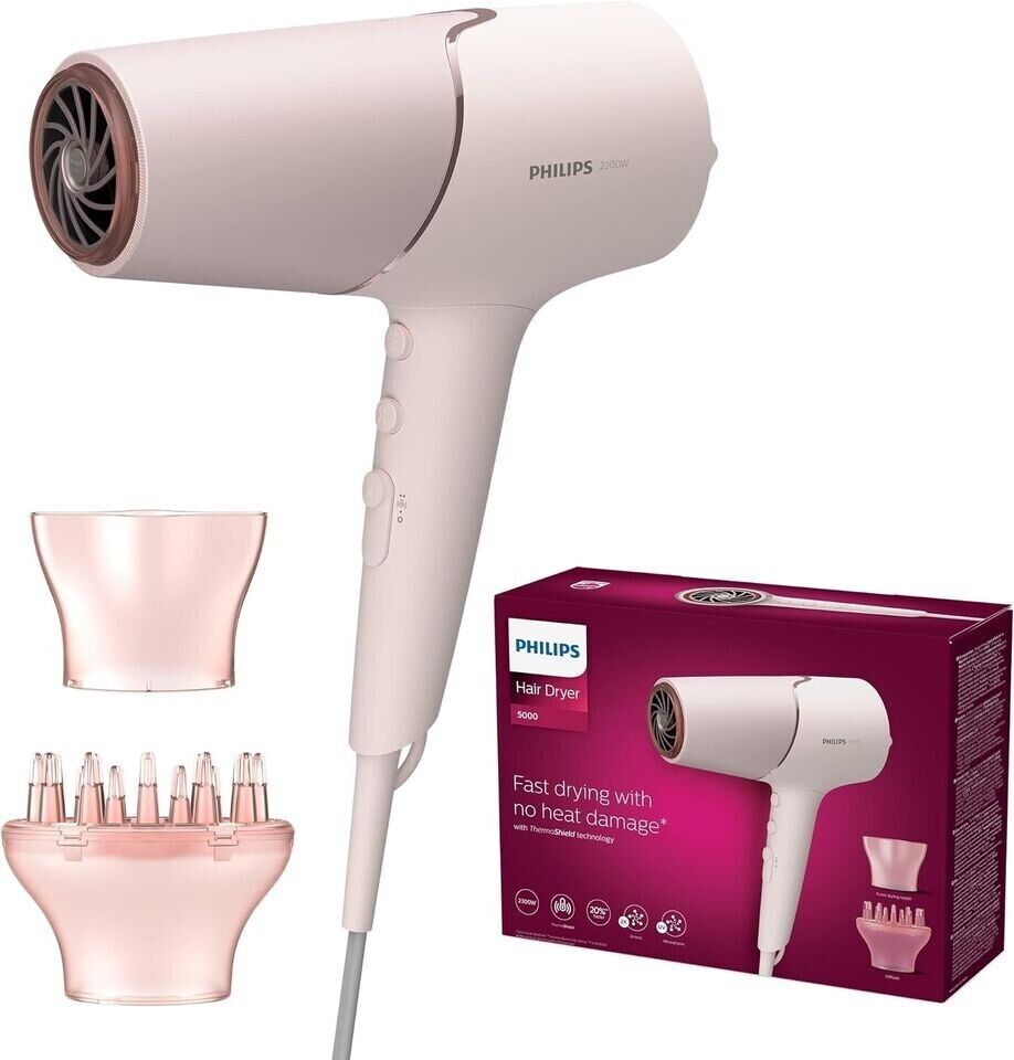 PHILIPS 5000 Hair Dryer BHD530/00 ThermoShield Sensor Fast Drying Pearl Peach