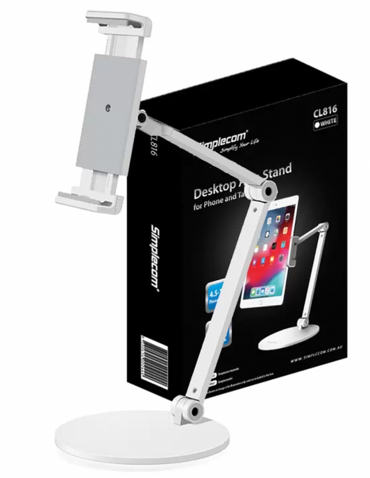 Simplecom Desktop Arm Stand For Phone and Tablet up to 13 inch White